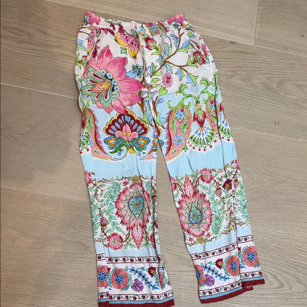Zara Pink and Blue Floral Joggers